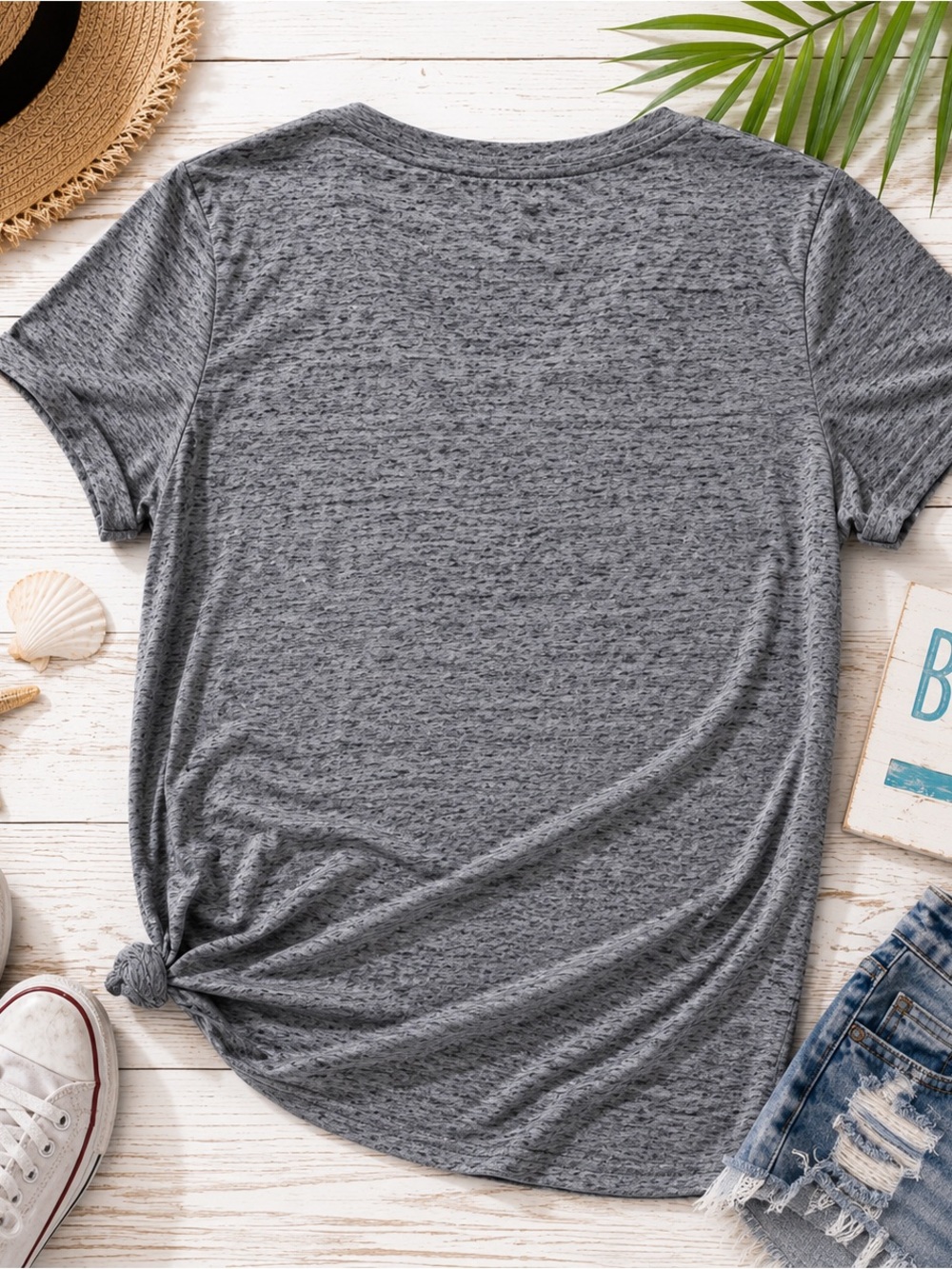 Hybrid Apparel California Republic Bear Graphic V Neck T Shirt Gray Women’s L - Picture 5 of 7